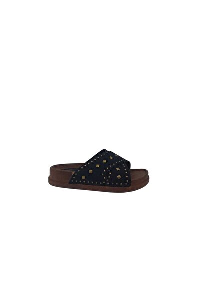 Zerhan Apella 330 Γυναικεία Μαύρη Χιαστί Ταινία με Καρφιά και Χοντρή Σόλα Παν...