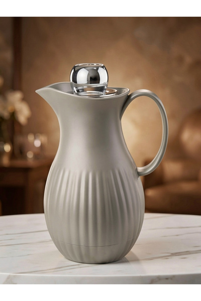 ZALA Fancy Saudi Style Light Grey 1L Vacuum Thermos Flask | Glass Liner Insul...