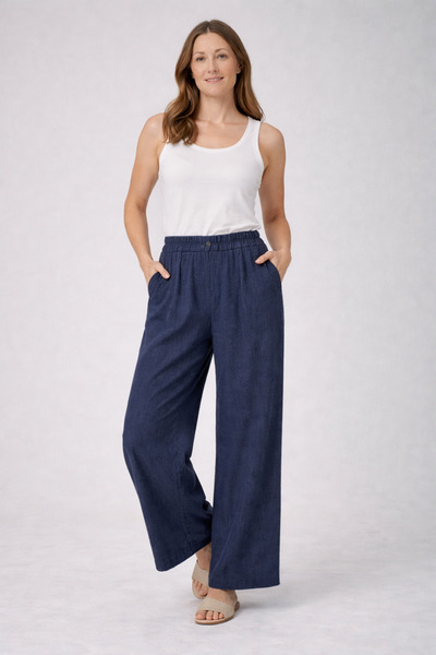 FUAT GÜRSEN Pantaloni Kupra croială largă cu talie elastică