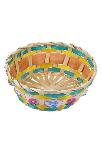 OEM Cos Decorativ de Paste Rotund Galben Impletit cu Iepurasi Ø22x7.5cm