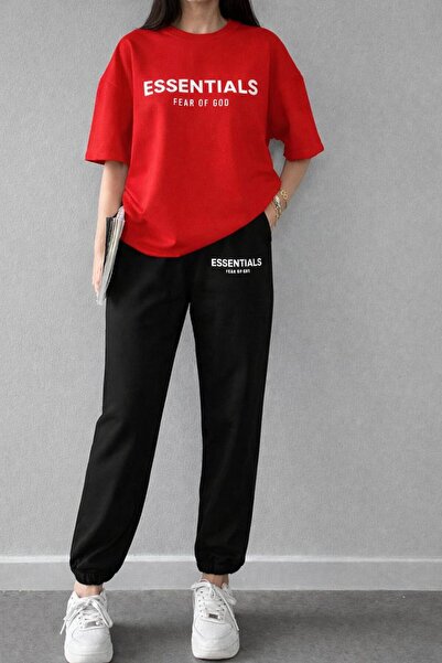 zeag SET DE TRICOU ȘI PANTALONI DE TRENING CU IMPRIMEU ESSENTIALS PENTRU FEMEI