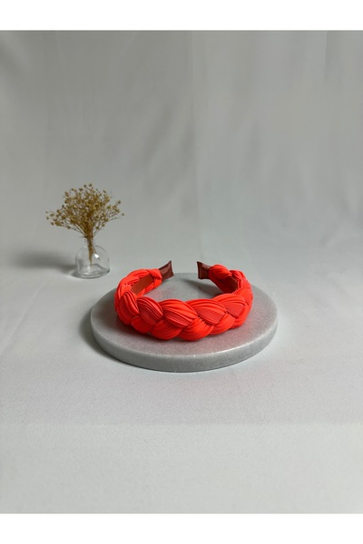 MegssStore ربطة شعر مجدولة ومضفرة باللون الوردي النيون