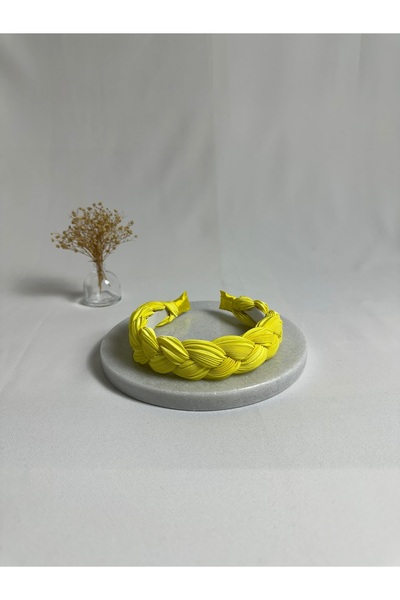 MegssStore ربطة شعر صفراء مضفرة ومطوية على شكل تاج