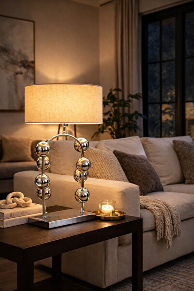 Vinner CABIL Krom Küre Tasarım Abajur – Çuval Bezi Efektli Şapka