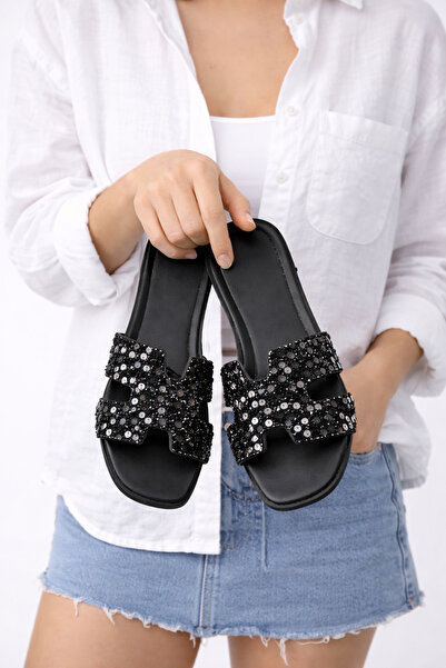 STOCON Papuci de zestre pentru femei, model H, cu paiete, casual papuci papuc...