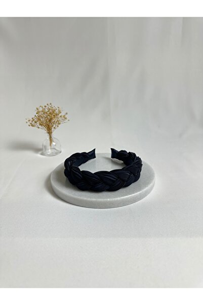 MegssStore ربطة شعر مطوية ومضفرة باللون الأزرق الداكن