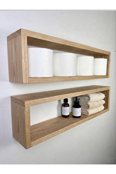Nowella Home 2’li Masif Ladin Ahşap Duvar Rafı | Dekoratif Duvara Monte Raf S...