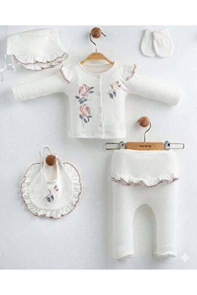 LennaBaby Newborn Baby Girl Hospital Release Set of Cotton with Rose Embroidery