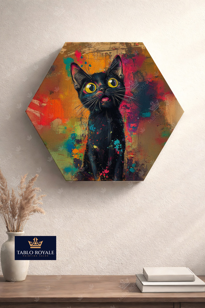 Tablo Royale Kafası Karışık Kedi Kanvas Tablo-Salon Tablo