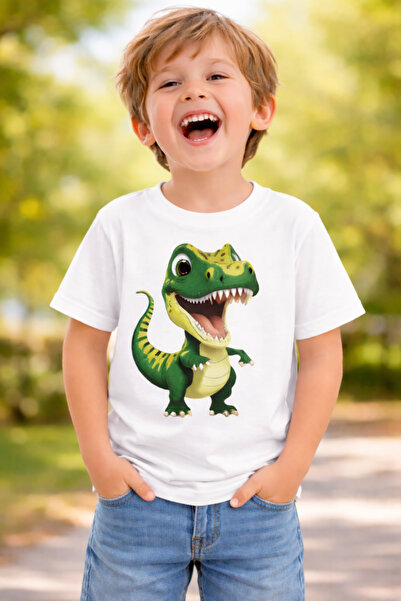 ArtYus Cute Dinosaur Printed Kids T-Shirt - Unisex Cotton Pack Crew Neck Summ...