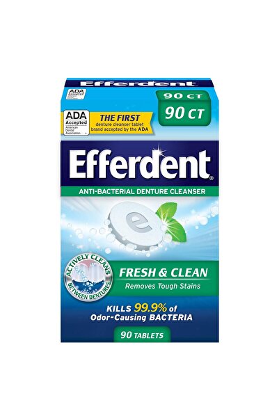 efferdent Plus Mint Anti-Bacterial Denture Cleanser- 90 count