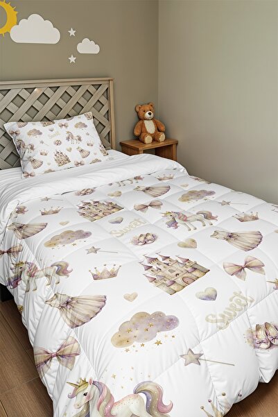 EVPANYA قلعة الحكايات الخيالية منقوش مفرد لحاف وغطاء وسادة