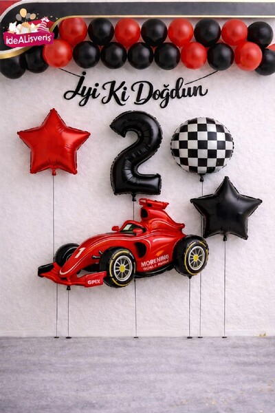 Laviyosa Race Car Themed Birthday Balloon Decoration Set for 1-9 Years Old Pa...