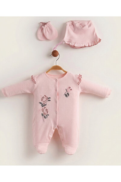 LennaBaby Newborn Baby Girl Hospital Release Set of Cotton Rose Embroidered R...