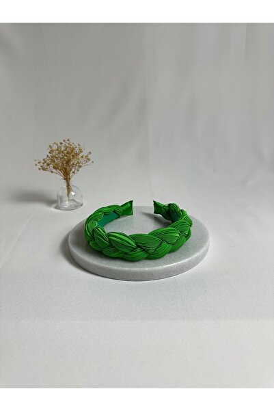 MegssStore ربطة شعر خضراء مضفرة ومطوية على شكل تاج