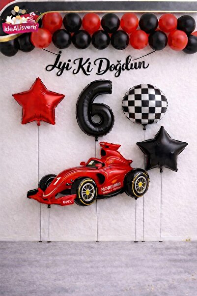 BKMC PARTY Yarış Arabası Temalı Doğum Günü Balon Süsleme Seti 1-9 Yaş Parti D...