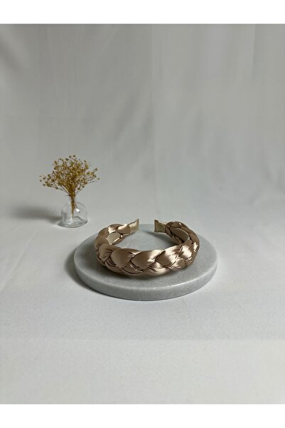 MegssStore ربطة شعر من الساتان المضفر باللون البيج