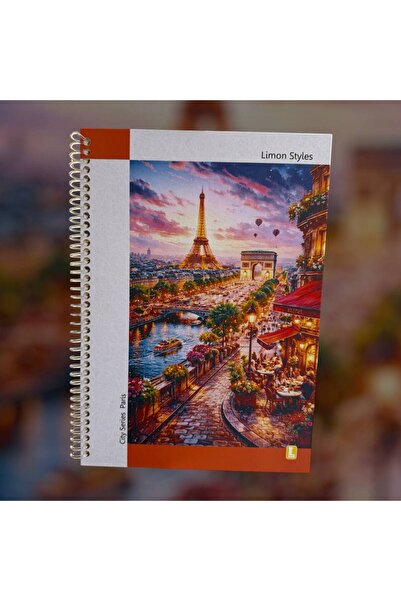 LİMON DEFTER Limon City Series 100 Sheets Striped Spiral Notebook