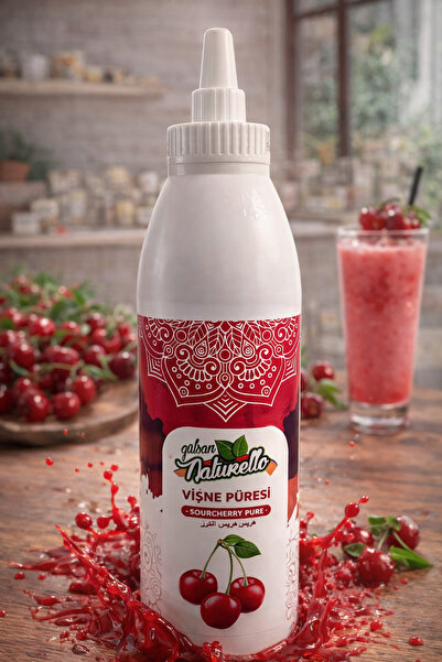 NATURELLO Vişne Püresi 1000 ml – Waffle, Pancake, Cheesecake, Dondurma ve İçe...