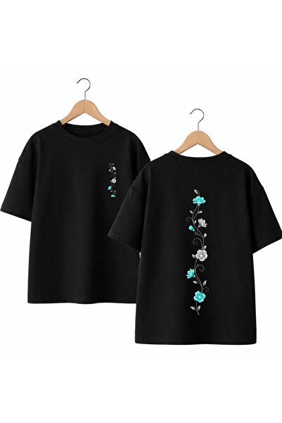 playwear Ivy Flower Back and Chest Printed %100 Cotton Oversized Loose Fit Re...
