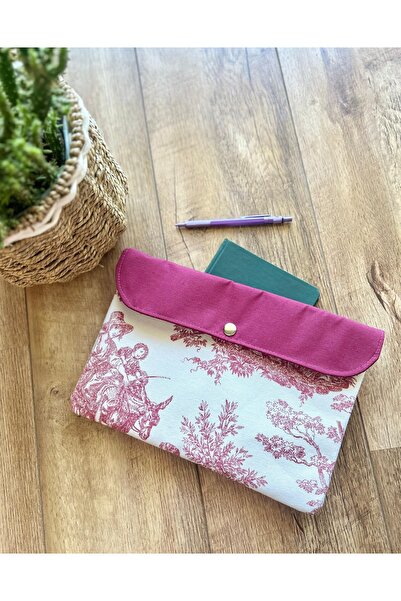 runa Fransız köylü desen mürdüm kitap &tablet kılıfı 20-30 cm ölçüsünde