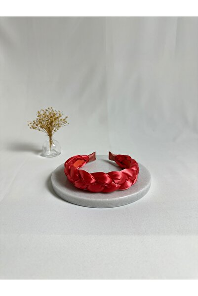 MegssStore عصابة رأس من الساتان المضفر بزهرة الرمان