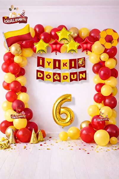 BKMC PARTY Yellow Red Flag Star Age Balloon Happy Birthday Birthday Balloon D...