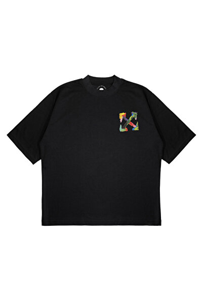 PURE EFFECT Unisex supradimensionat OFF-WHITE OIL PAINT cu imprimeu Croială l...