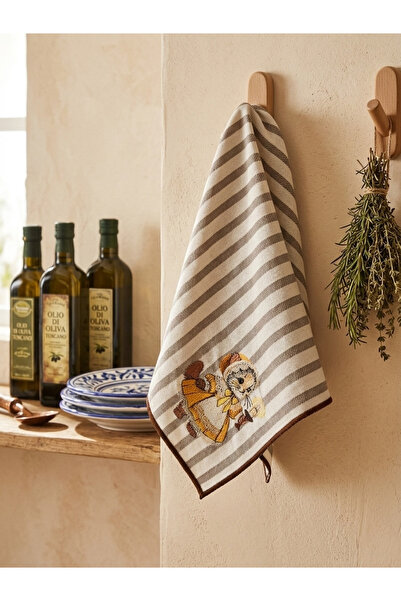 LİONYA DESİGN Vintage Cat Embroidered Decorative Hand Towel – 100% Cotton , S...