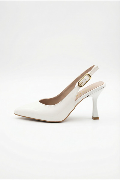 Les Chatelets Pantofi slingback cu toc mic pentru femei, din piele lacuită ma...