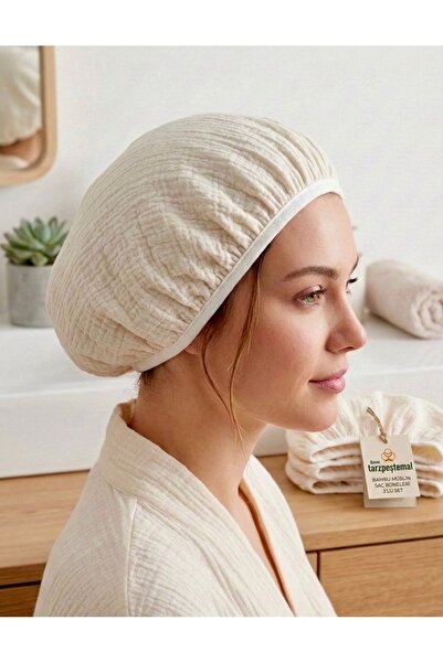 tarzQeen peştemal Queen Tarzpeştemal 3'lü Set Bambu Müslin Saç Bonesi - Ultra...