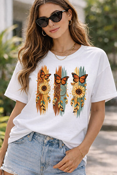 ArtYus تي شيرت بوهيم آيسيكلوبس آند بترفلاي مطبوع – تي شيرت كاجوال برقبة دائري...