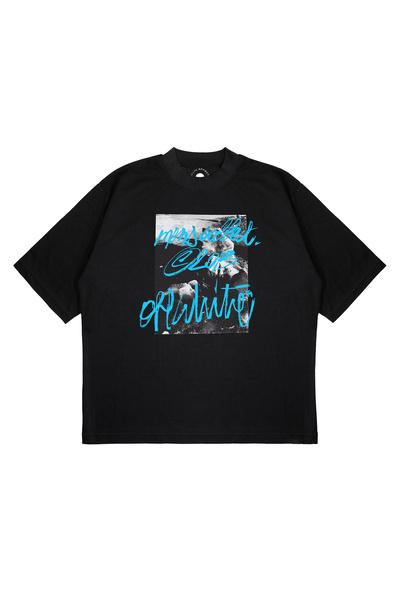 PURE EFFECT Unisex oversized OFF-WHITE FRONT BLUE B με τύπωμα Boxy Fit Χοντρό...