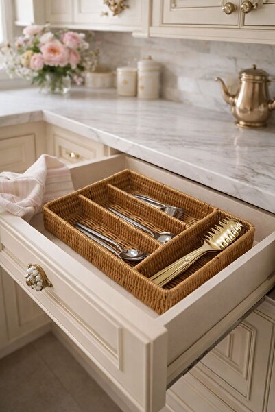 NEWNOW Natura Elite – Οργανωτής Μαχαιροπίρουνων για Συρτάρι από Ρατάν