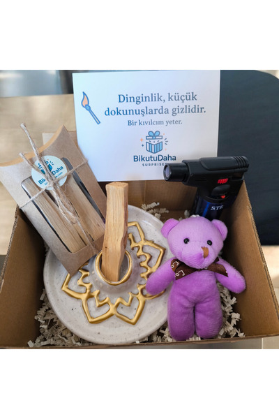 BikutuDaha "Doğal Palo Santo Hediye Kutusu Anlamlı Özel Gün Seti Seramik Tüts...