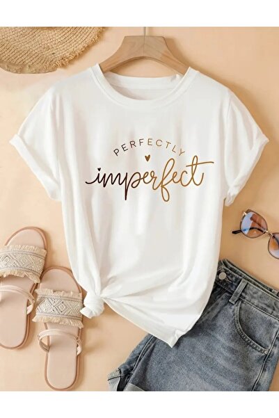 ELAN WEAR Tricou alb unisex oversize imprimat pentru femei/bărbați, din bumba...