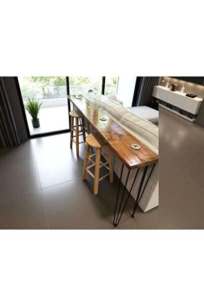 HaleVia Masif Ahşap Yemek Masası – Mutfak veya Oturma Odası İçin Rustik Konsol