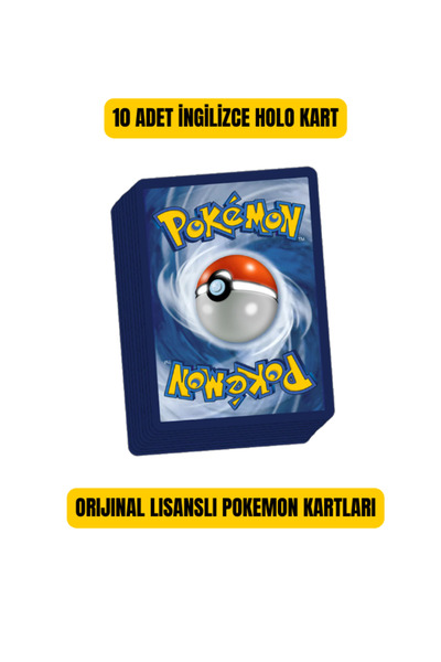 10 Adet Lisanslı Pokemon İngilizce Holo Kart