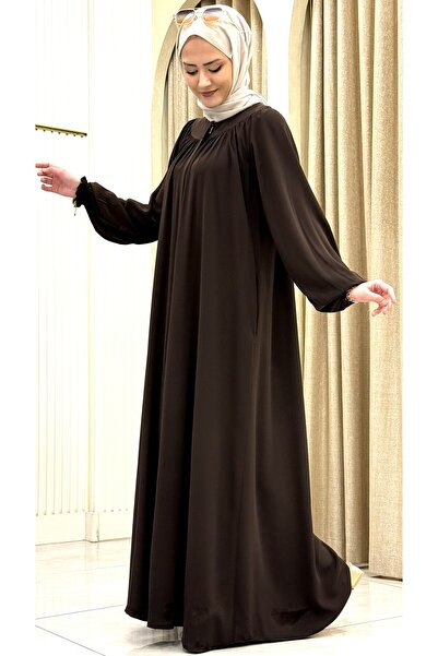 ESRANUR Hidden Zippered Reglan Sleeves Robali Medina Silk Tesettür Ferace