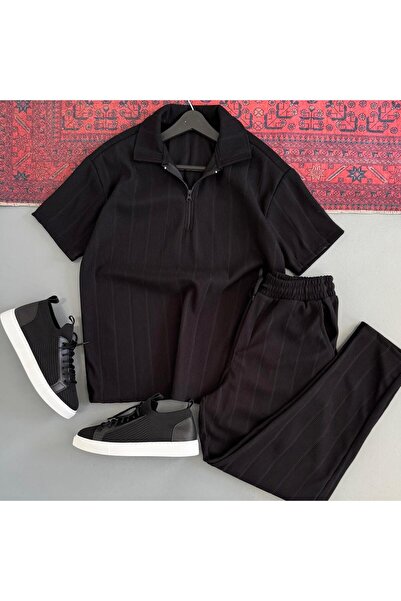 WENMİNG Men's Ottoman Fabric Summer Top and Bottom Set