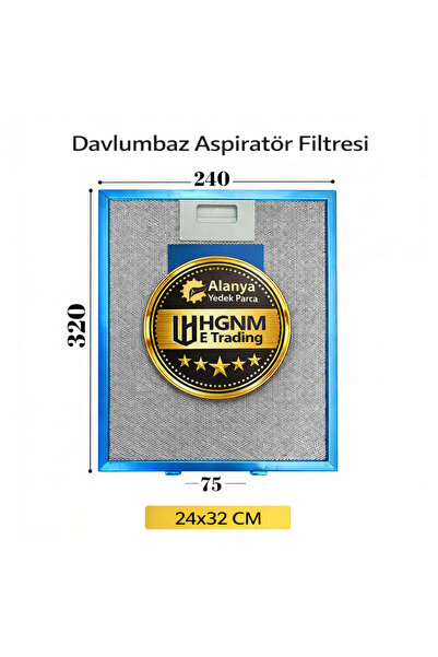 HGNM E Trading 240x320 mm Davlumbaz Yağ Filtresi 32x24 cm 2 Tırnaklı Aspiratö...