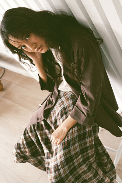 Nisan Λινό ΜΙΚΤΟ ΜΠΟΥΦΑΝ διπλό πέτο