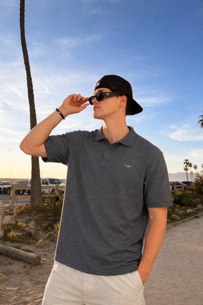 DAMGA JEANS Ανδρικό μπλουζάκι με λαιμόκοψη πόλο Βαμβάκι τεμαχίων Trend Smoked