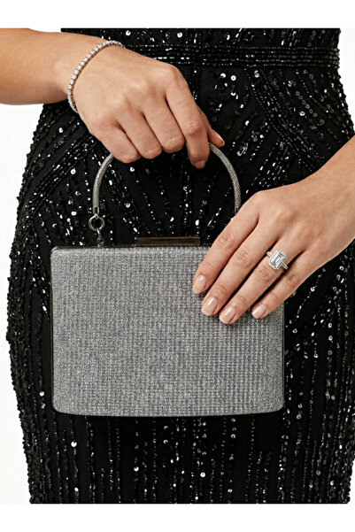 Çanta Trend Women's Stone-Embellished Handbag and Long Chain Strap Bucket Mod...