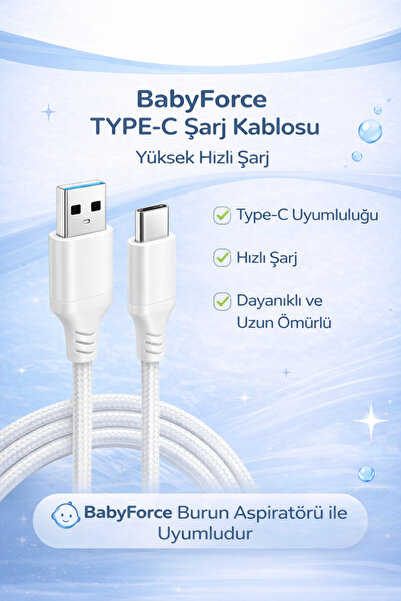 BF-45 TYPE-C Şarj Kablosu – BabyForce Burun Aspiratörü ile Uyumlu Şarj Kablosu