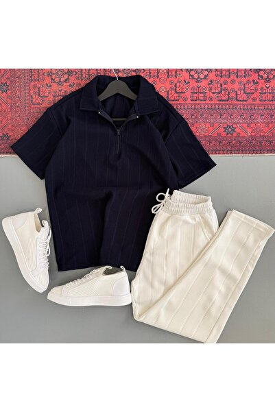 WENMİNG Men's Ottoman Fabric Summer Top and Bottom Set