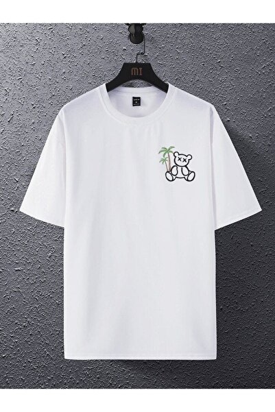 Vordevia Palmiye panda cu imprimeu Alb supradimensionat Unisex tricou basic T...