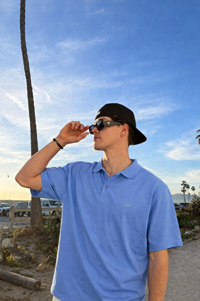 DAMGA JEANS Men's Cotton Pack Trend A.Blue Polo Neck T-Shirt