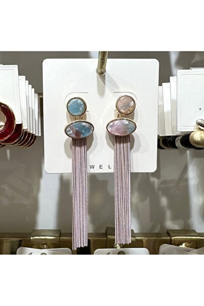 GLOW ACCESSORIES BAE Zra Model Fringed Gold Detailed Dangle Earrings