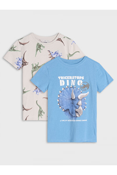Sinsay Σετ 2 κοντομάνικων βαμβακερών μπλουζών με δεινόσαυρους